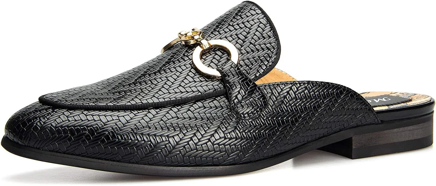 Meijiana Men's Slippers Slip-On Loafers Leather Formal Wear Casual Open Back Sandals