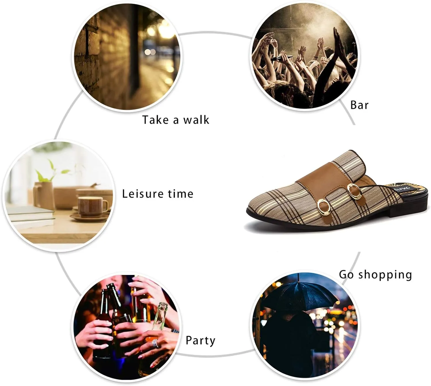 Meijiana Men's Slippers Slip-On Loafers Leather Formal Wear Casual Open Back Sandals