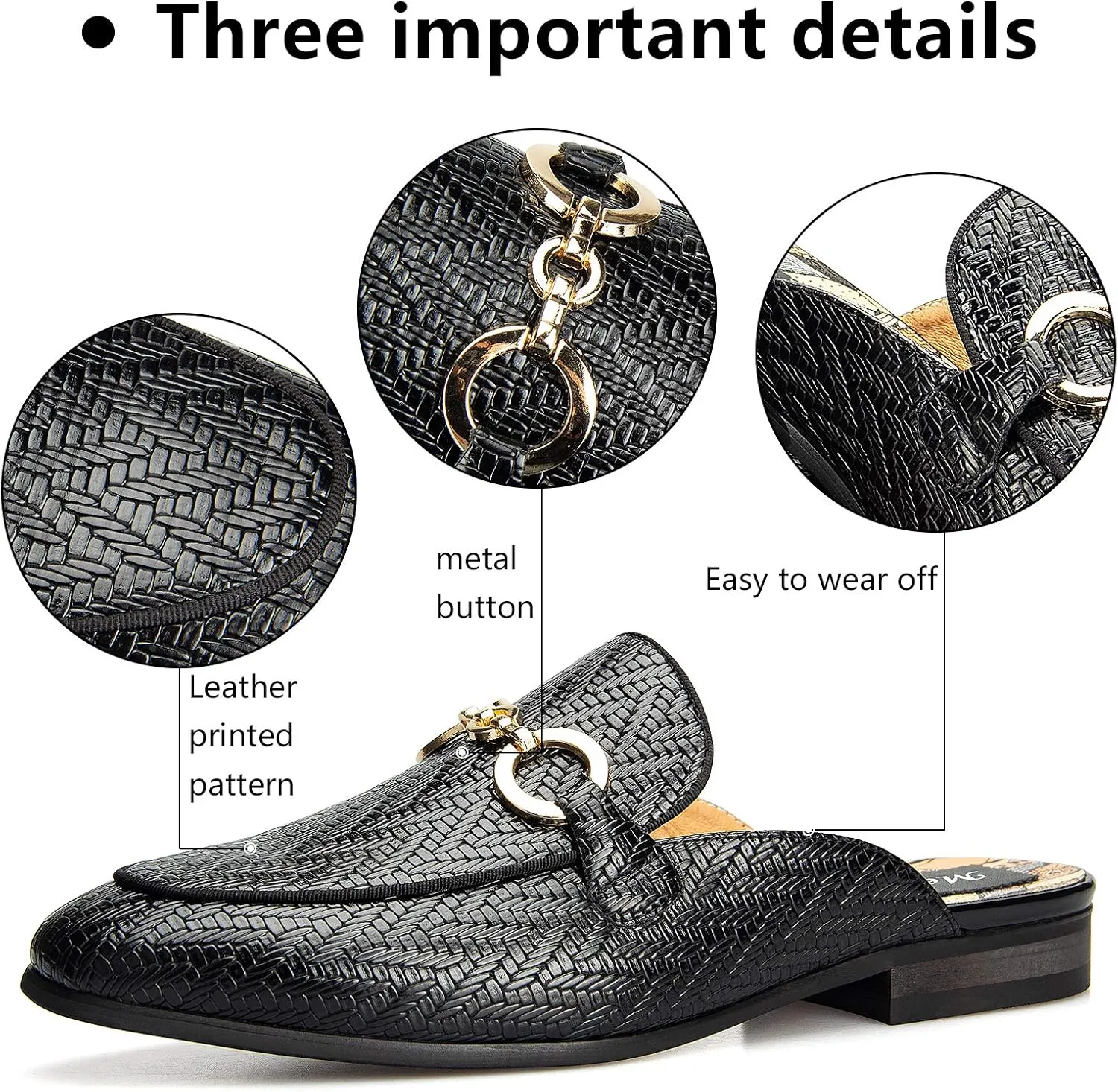Meijiana Men's Slippers Slip-On Loafers Leather Formal Wear Casual Open Back Sandals