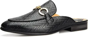 Meijiana Men's Slippers Slip-On Loafers Leather Formal Wear Casual Open Back Sandals