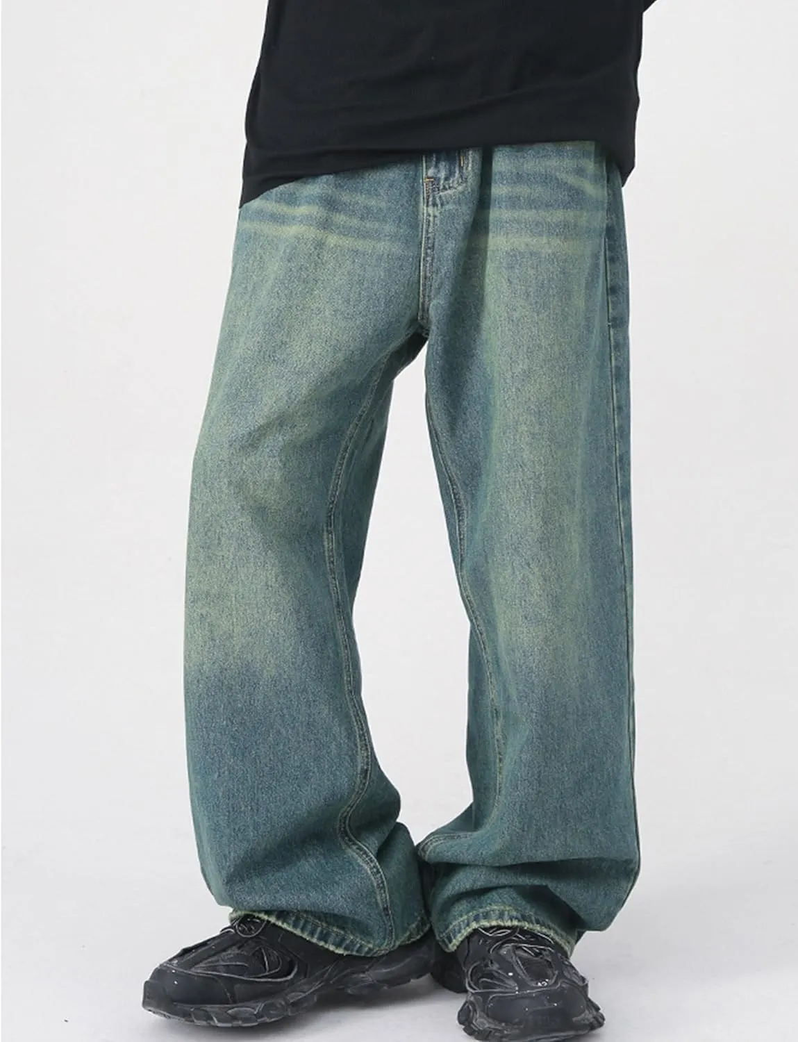 Men Baggy Jeans Y2k Hip Hop Skater Jeans Vintage Purple Jeans Loose Fit Demin Pants Streetwear