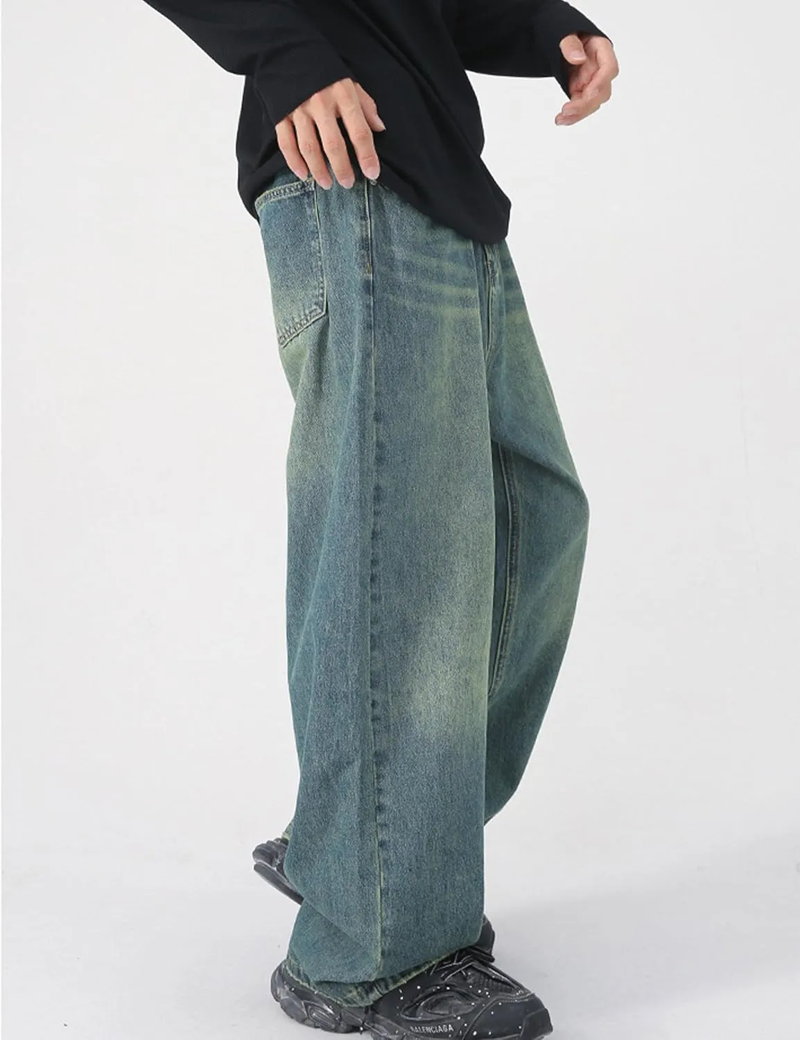 Men Baggy Jeans Y2k Hip Hop Skater Jeans Vintage Purple Jeans Loose Fit Demin Pants Streetwear