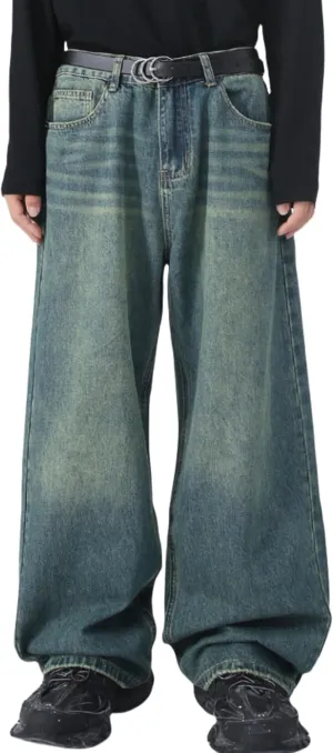 Men Baggy Jeans Y2k Hip Hop Skater Jeans Vintage Purple Jeans Loose Fit Demin Pants Streetwear