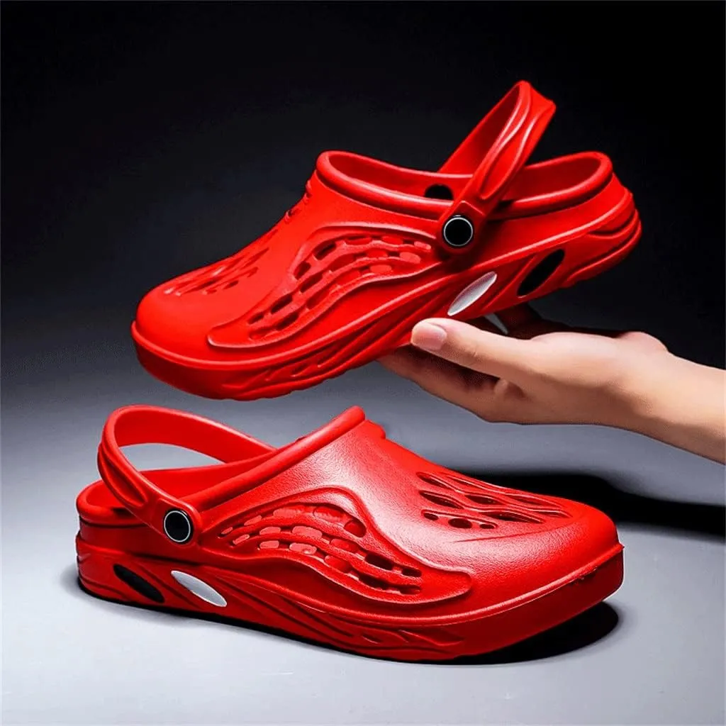 Men Sandals Lightweight Casual Shoes Soft Sole Hole Shoes Slides Men Clogs Outdoor Beach Falt Slippers(Blue,48 Code)