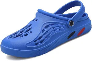 Men Sandals Lightweight Casual Shoes Soft Sole Hole Shoes Slides Men Clogs Outdoor Beach Falt Slippers(Blue,48 Code)
