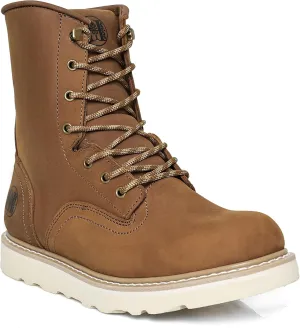 Men's 6"-8" Soft Toe Men's Work Boots, Water Resistant Leather EH Safety Boots With Non-Slip Wedge Outsole 805-809