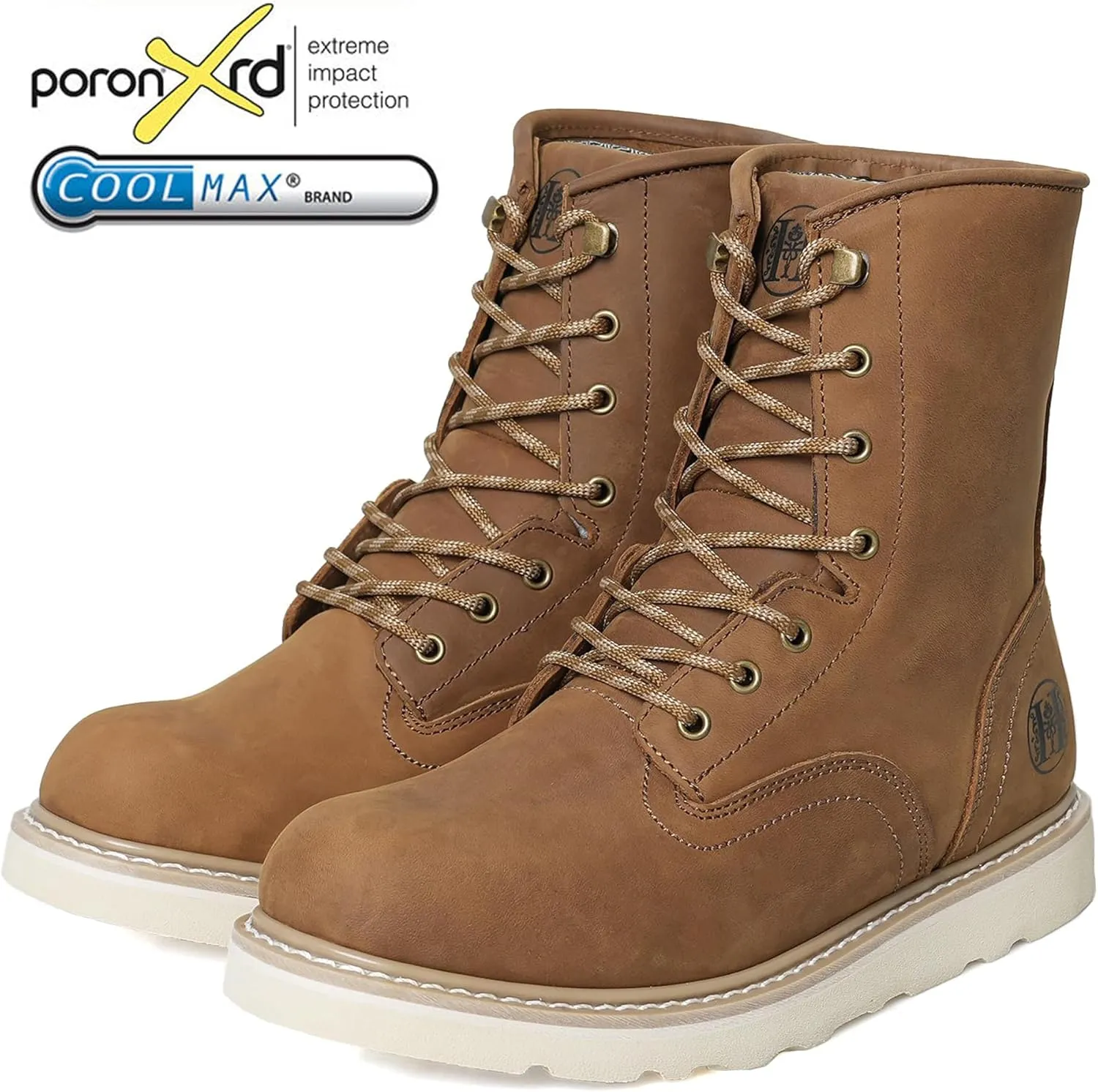 Men's 6"-8" Soft Toe Men's Work Boots, Water Resistant Leather EH Safety Boots With Non-Slip Wedge Outsole 805-809