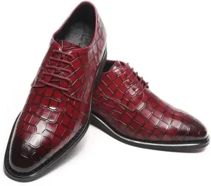 Men's Business Leather Shoes,Work Party Banquet Dress Shoes Crocodile Pattern Lace up Footwear,Brown- 44/UK 9.5/US 10