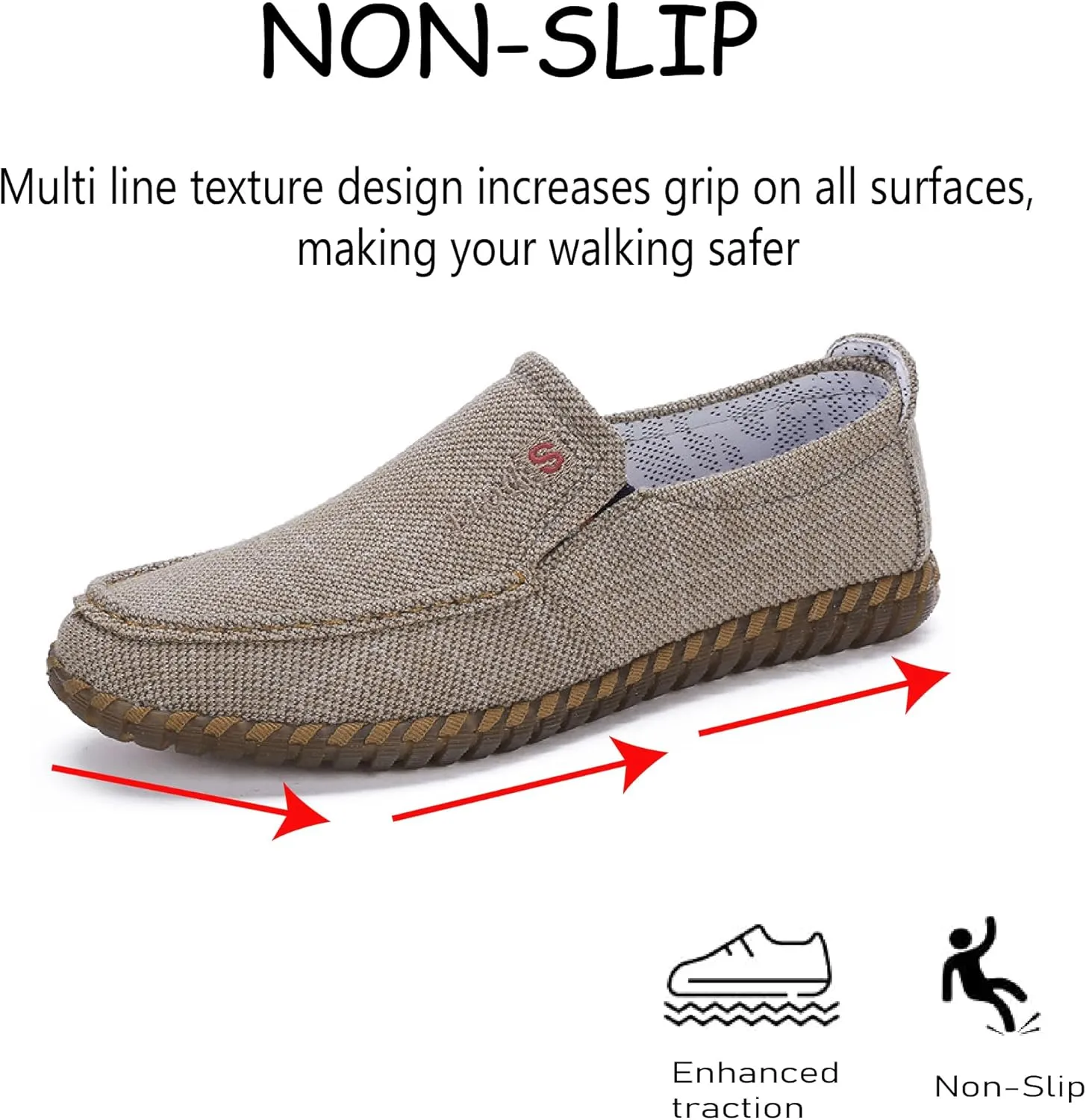 Mens Canvas Loafers Lightweight Breathable Walking Shoes Comfortable Non-Slip Driving Shoes Retro Casual Fashion