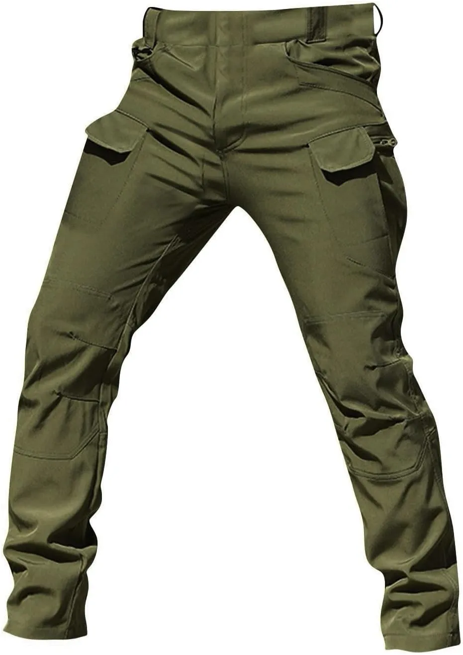 Mens Cargo Pants Water Resistant Relaxed Fit Hiking Work Pants Multi Pockets Ripstop Flex Baggy Camo Tactical Pants