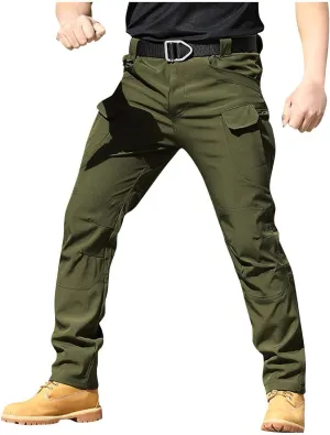 Mens Cargo Pants Water Resistant Relaxed Fit Hiking Work Pants Multi Pockets Ripstop Flex Baggy Camo Tactical Pants
