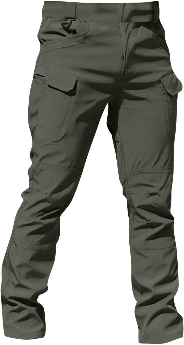Mens Cargo Pants Water Resistant Relaxed Fit Hiking Work Pants Multi Pockets Ripstop Flex Baggy Camo Tactical Pants