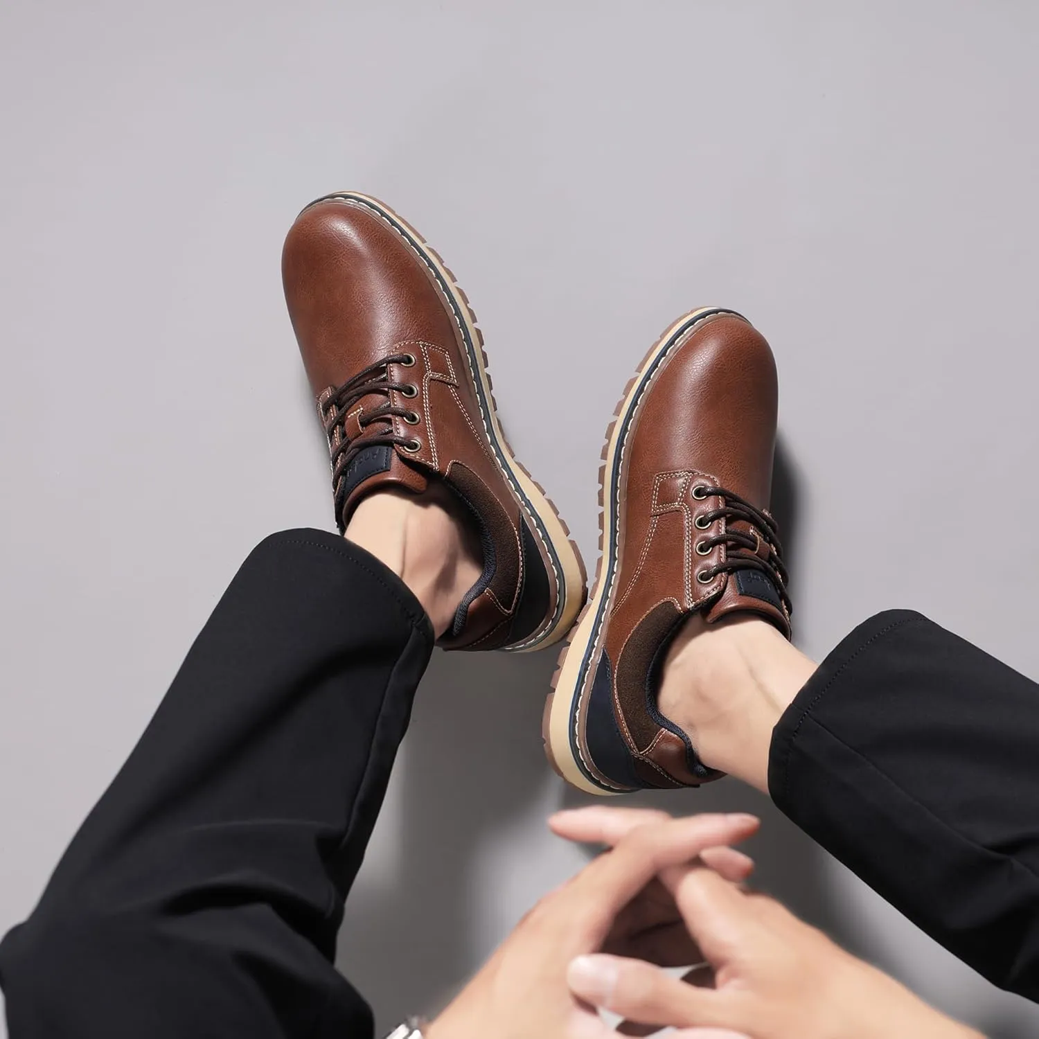 Mens Casual Oxfords Fashion Sneakers Soft Comfortable Lace-Up Dress Shoes