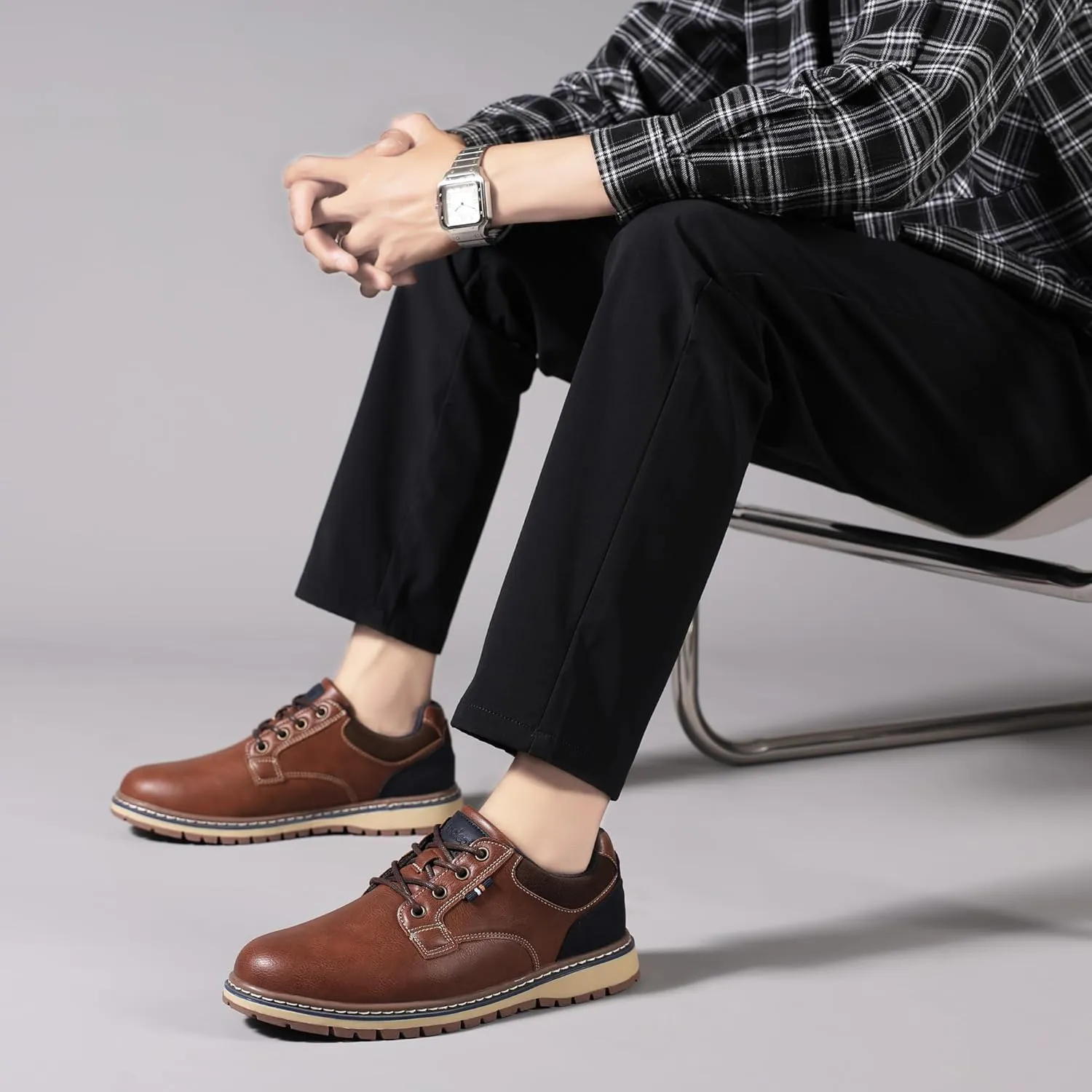 Mens Casual Oxfords Fashion Sneakers Soft Comfortable Lace-Up Dress Shoes