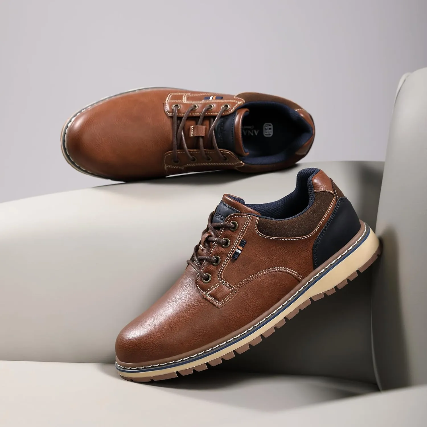 Mens Casual Oxfords Fashion Sneakers Soft Comfortable Lace-Up Dress Shoes