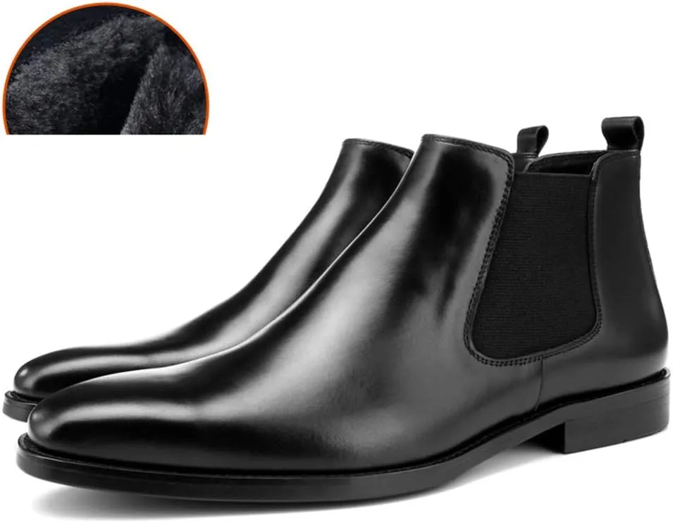Men's Chelsea Boots，City Work Pointed Formal Shoes Outdoor Walking Cowhide Ankle Boots,Black B-43/UK 8.5/US 9