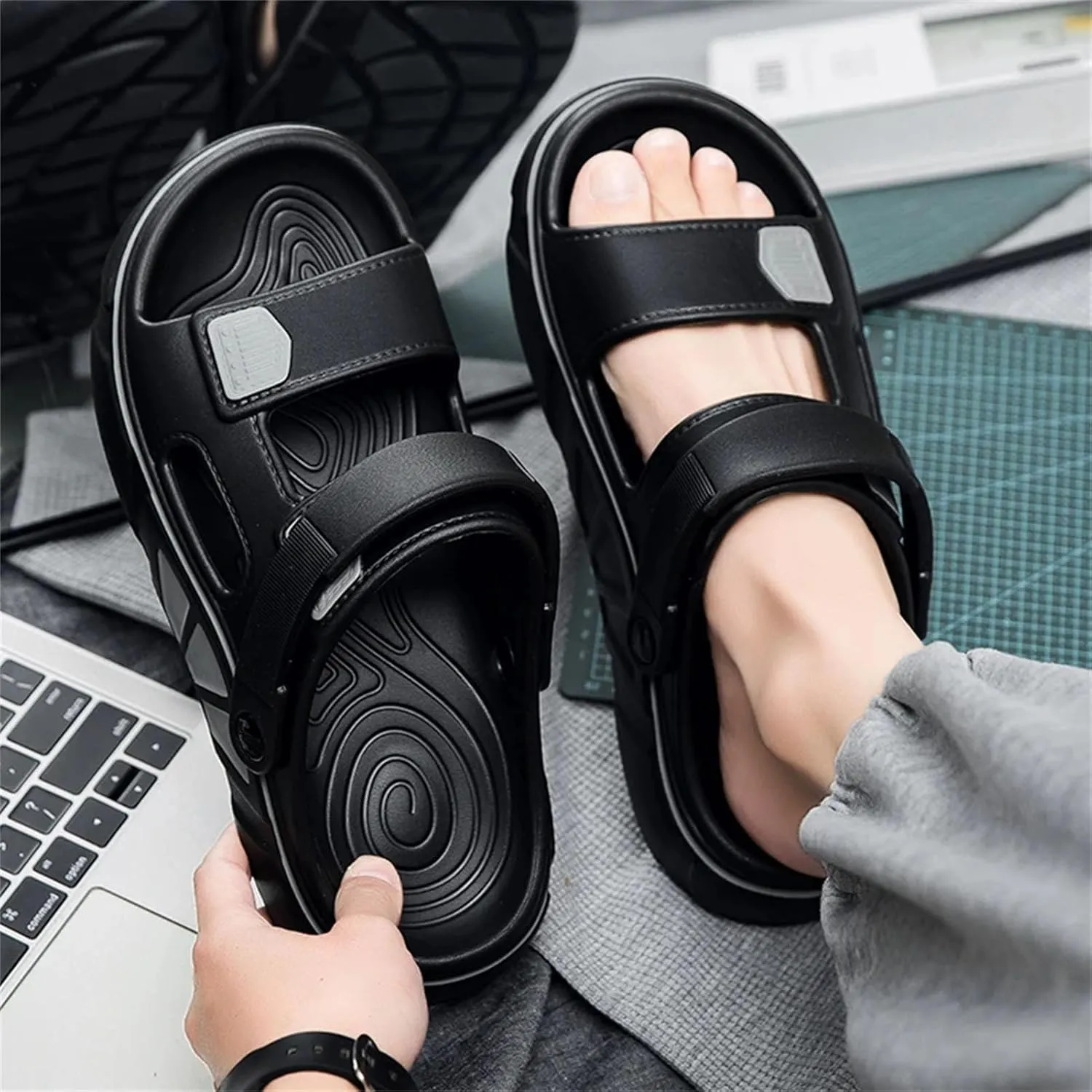Men's Comfortable Slides - Beach and Garden Clogs with Soft Sole