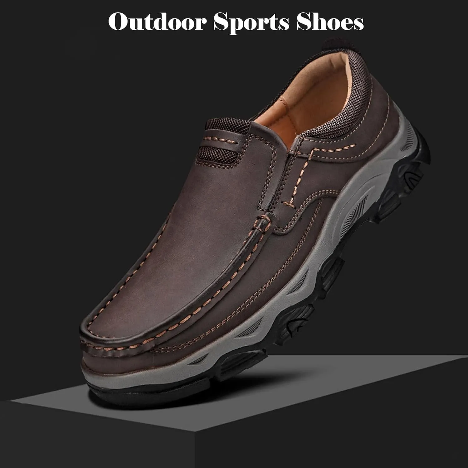 Men's Comfortable Waterproof Orthopedic Walking Shoes, Slip on Boots for Men Work Loafers, No Laces Lightweight Breathable Casual Sneaker, for Outdoor Hiking