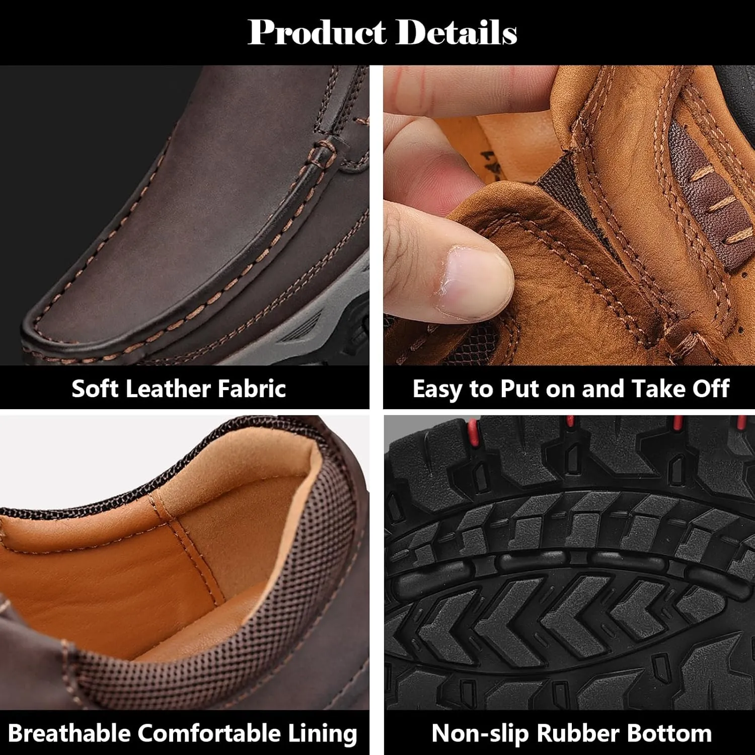 Men's Comfortable Waterproof Orthopedic Walking Shoes, Slip on Boots for Men Work Loafers, No Laces Lightweight Breathable Casual Sneaker, for Outdoor Hiking