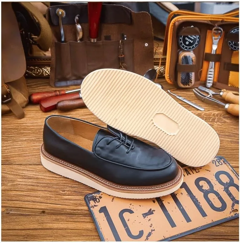 Mens Commuter Slip-Resistant Lightweight Breathable Easy to Walk for Men's Outdoor Activities Comfortable Cowhide Soles Non-Slip Walking Loafers Shoes for Driving Wedding Indoor Size