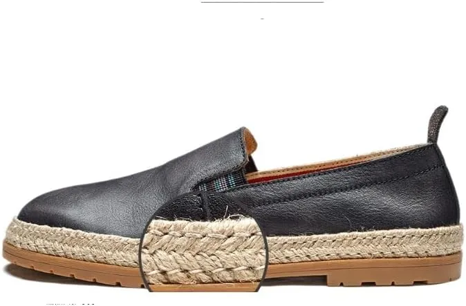Mens Commuter Slip-Resistant Lightweight Breathable Easy to Walk Men's Leather Hand-Sewn Flats Loafers Men's Monk