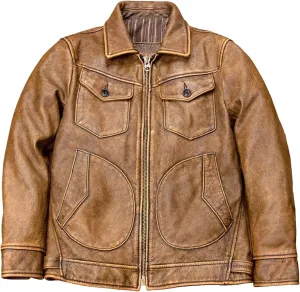 Men’s Cowhide Leather Jacket Cool Weather Textured Design Casual Coat