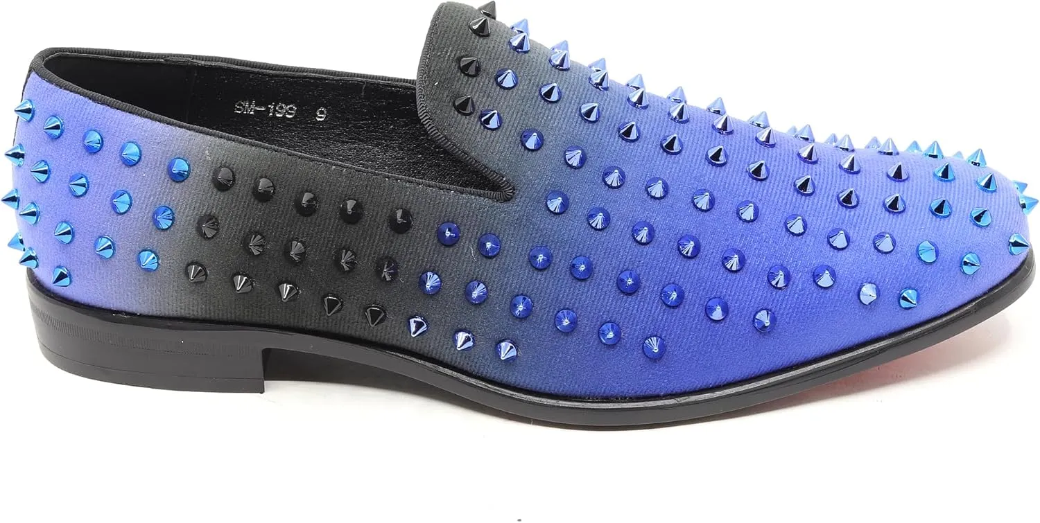 Men's Fashion Smoking Gradient Spike Dress Tuxedo Loafers Slip On Shoes SM-199