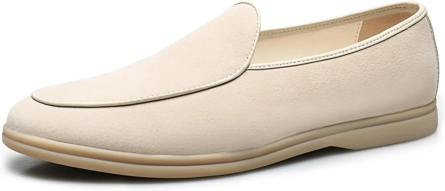 Men's Fashion Suede Leather Slip On Penny Loafers Casual Driving Shoes Moccasins Dress Shoes Comfortable Round Toe Breathable Formal Shoes for Prom Wedding Business