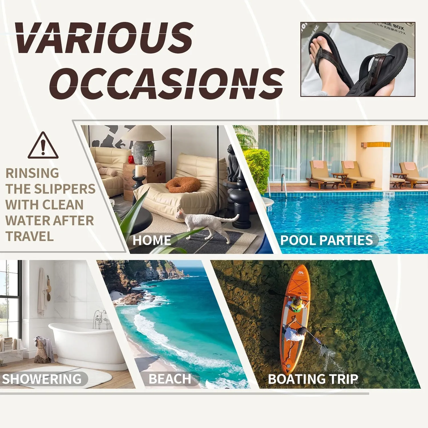Men's Flip Flops Sandal Casual Comfortable Outdoor Thong Sandals for Men Summer Beach Slides Lightweight Non-Slip Shoes with Soft Cushion Arch Support