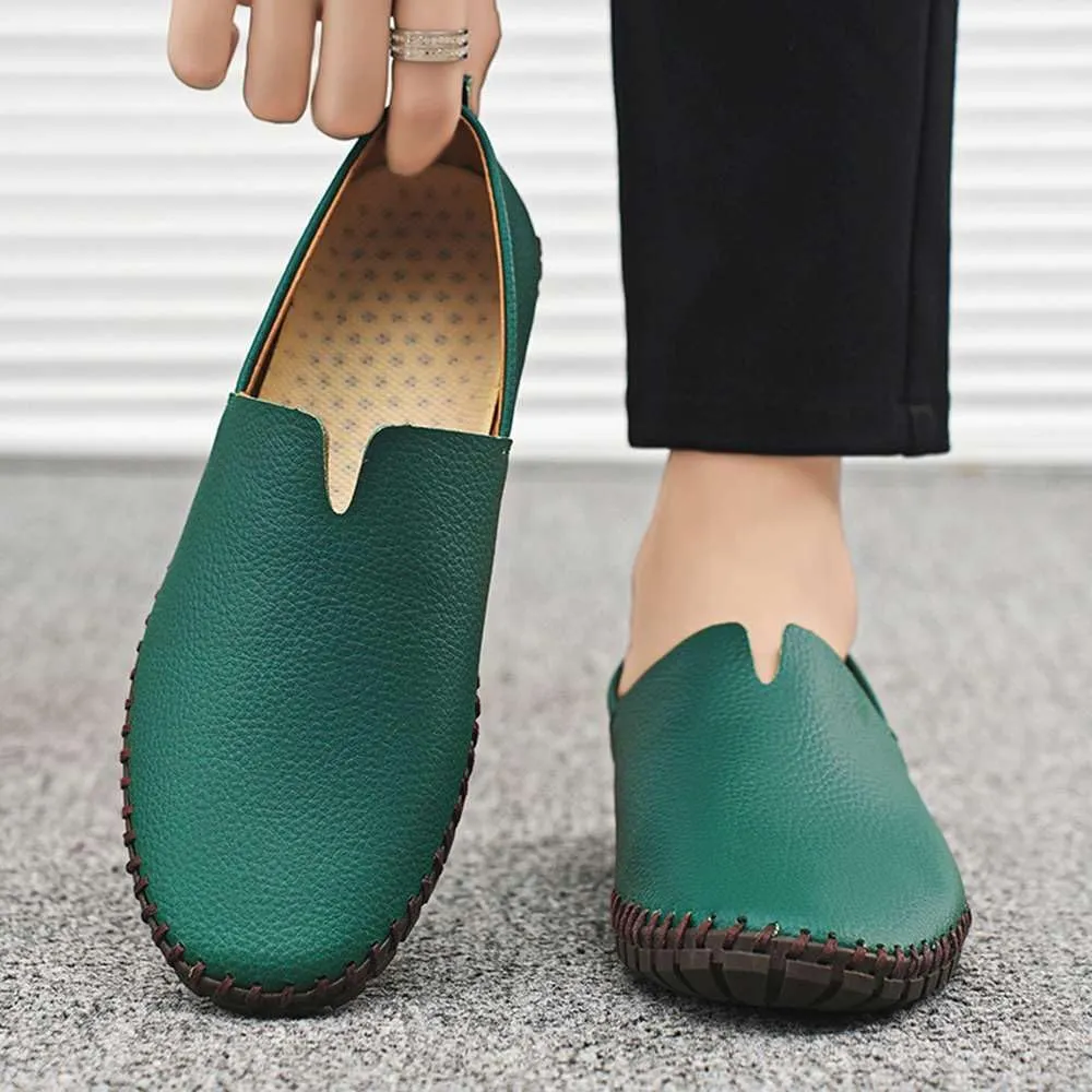 Men's Genuine Leather Loafer Shoes Slip On Soft Walking Driving Shoes