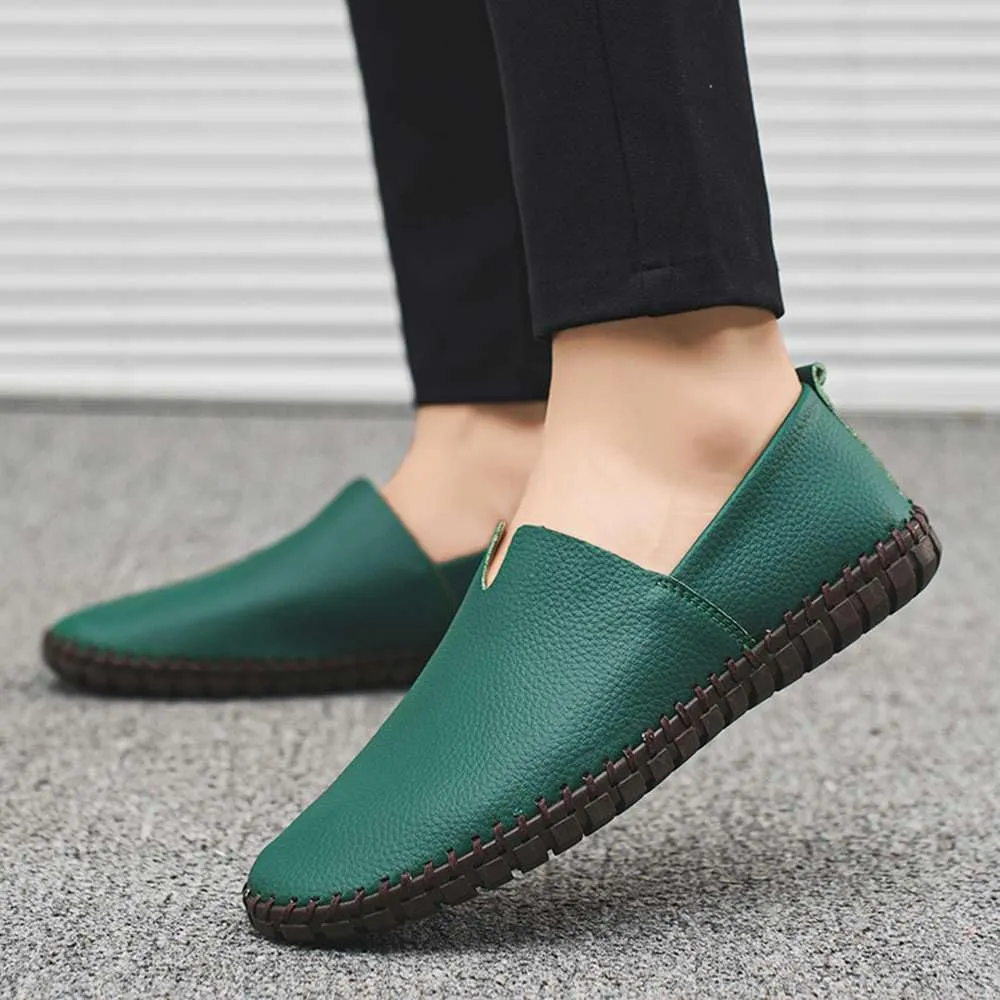 Men's Genuine Leather Loafer Shoes Slip On Soft Walking Driving Shoes