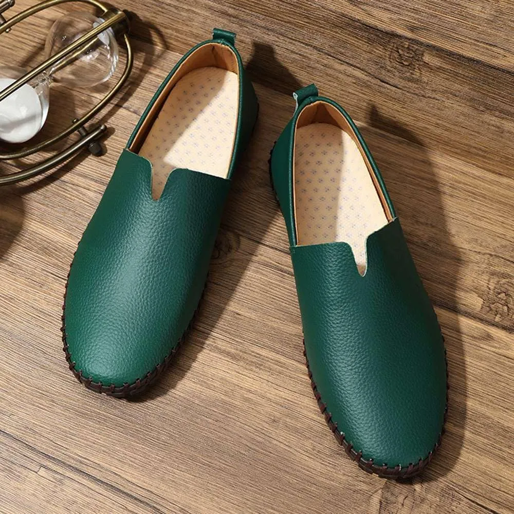Men's Genuine Leather Loafer Shoes Slip On Soft Walking Driving Shoes