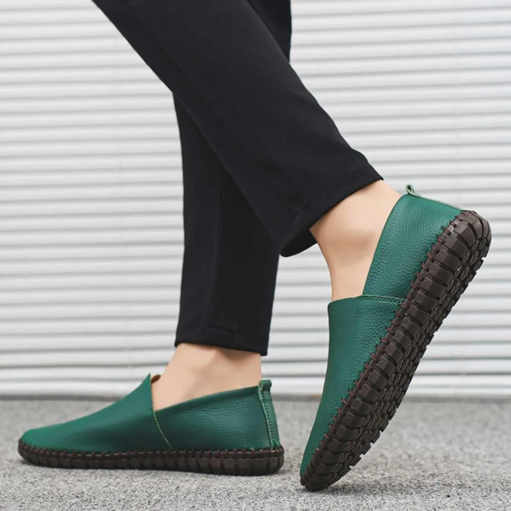 Men's Genuine Leather Loafer Shoes Slip On Soft Walking Driving Shoes
