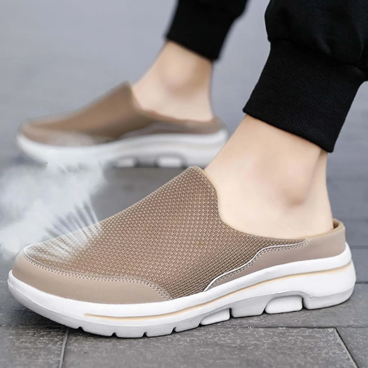 Mens Loafers & Slip-Ons Comfortable Breathable Flat Soled Slip On Mesh Heelless Casual Shoes for Men and Women