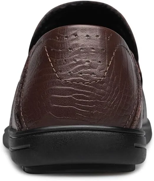 Men's Loafers Round Toe Leather Crocodile Print Loafer Shoes Lightweight Comfortable Anti-Slip Outdoor Slip-on