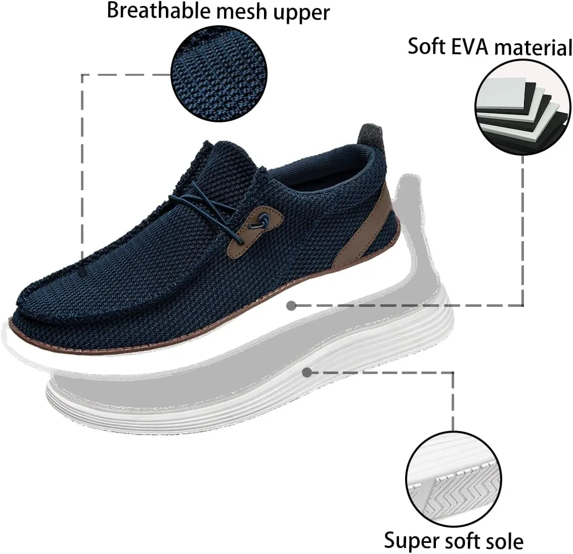 Men's Loafers Slip On Sneakers Boat Walking Fashion Shoes Classcial Comfortable Stylish Lightweight Casual Shoes for Men Non-Slip Durable Home Driving Shoes
