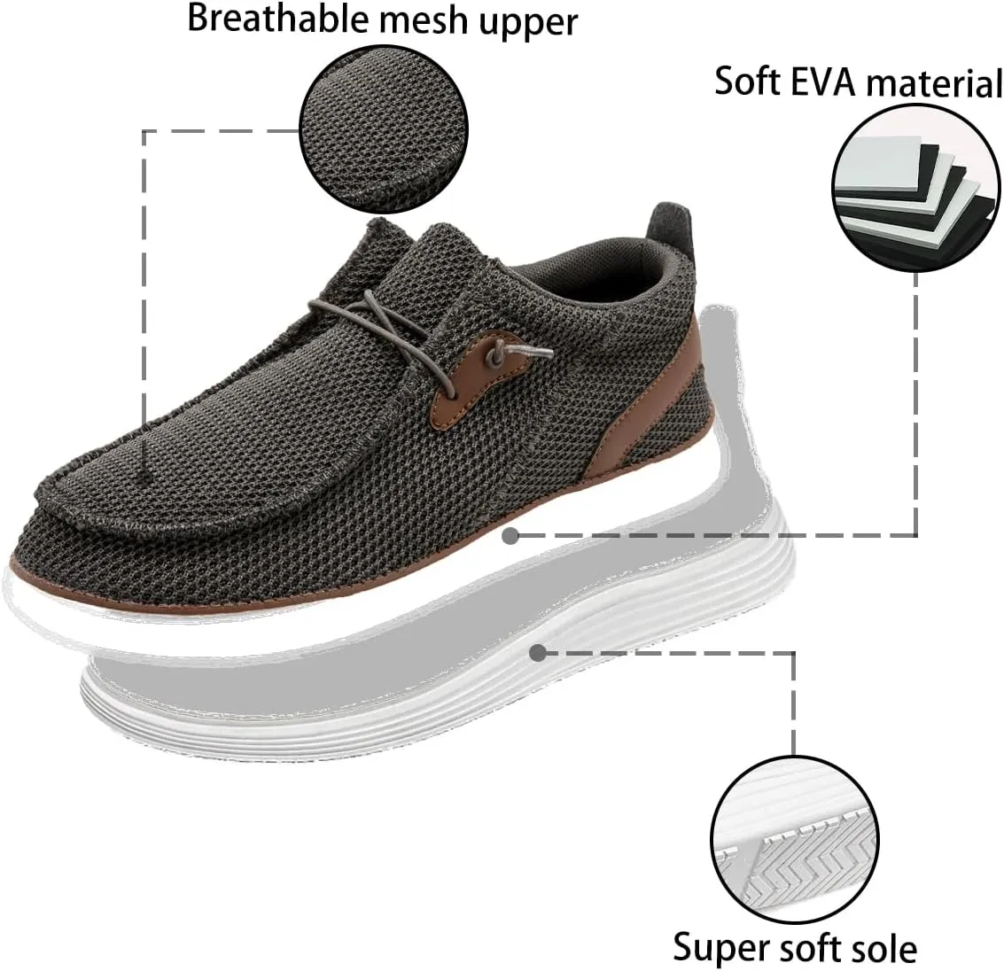 Men's Loafers Slip On Sneakers Boat Walking Fashion Shoes Classcial Comfortable Stylish Lightweight Casual Shoes for Men Non-Slip Durable Home Driving Shoes