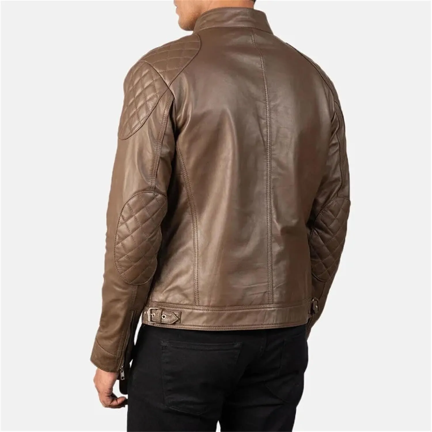 Men’s Motorcycle Leather Jacket Retro Lapel Slim Fit Layered Casual Coat