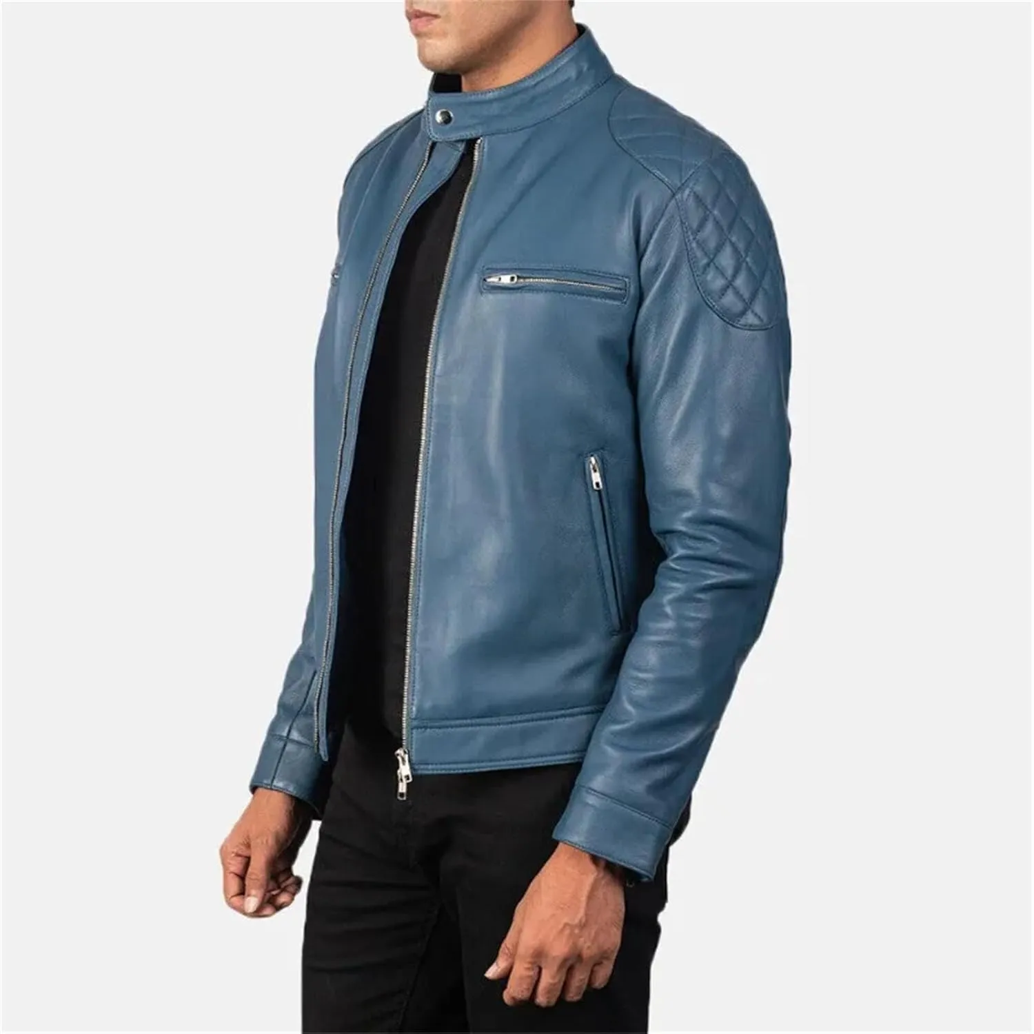Men’s Motorcycle Leather Jacket Retro Lapel Slim Fit Layered Casual Coat