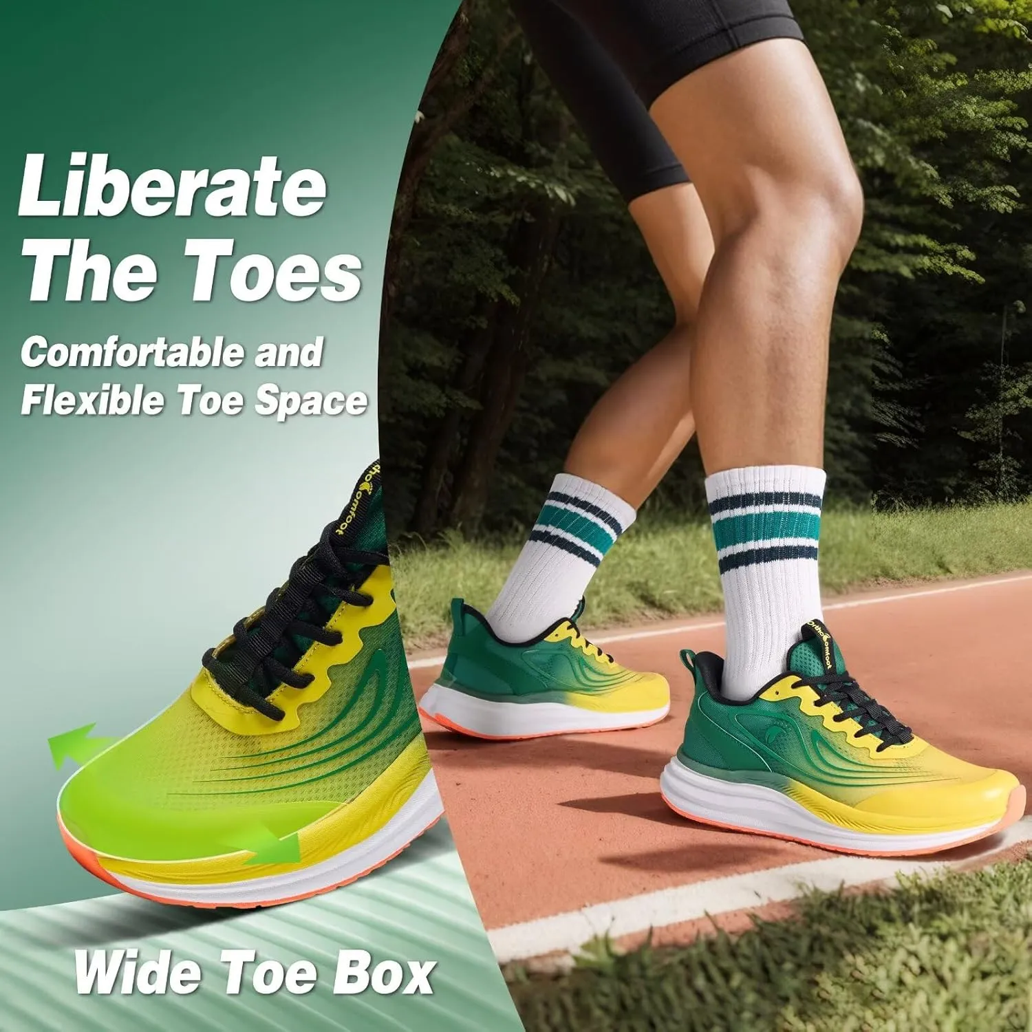 Men's Orthopedic Road Running Sneakers: Comfortable Casual Arch Supports Plantar Fasciitis Orthotic Sports Athletic Shoes, Flat Feet High Arch Tennis Work Walking Shoes for Foot Heel and Pain Relief