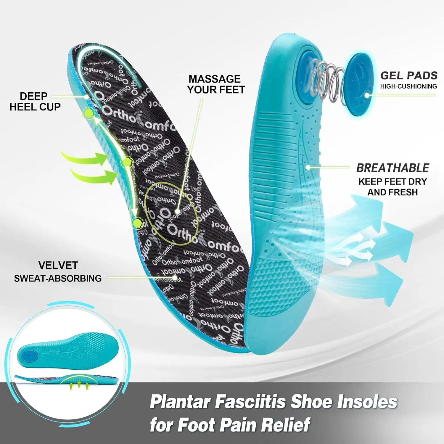 Men's Orthopedic Road Running Sneakers: Comfortable Casual Arch Supports Plantar Fasciitis Orthotic Sports Athletic Shoes, Flat Feet High Arch Tennis Work Walking Shoes for Foot Heel and Pain Relief