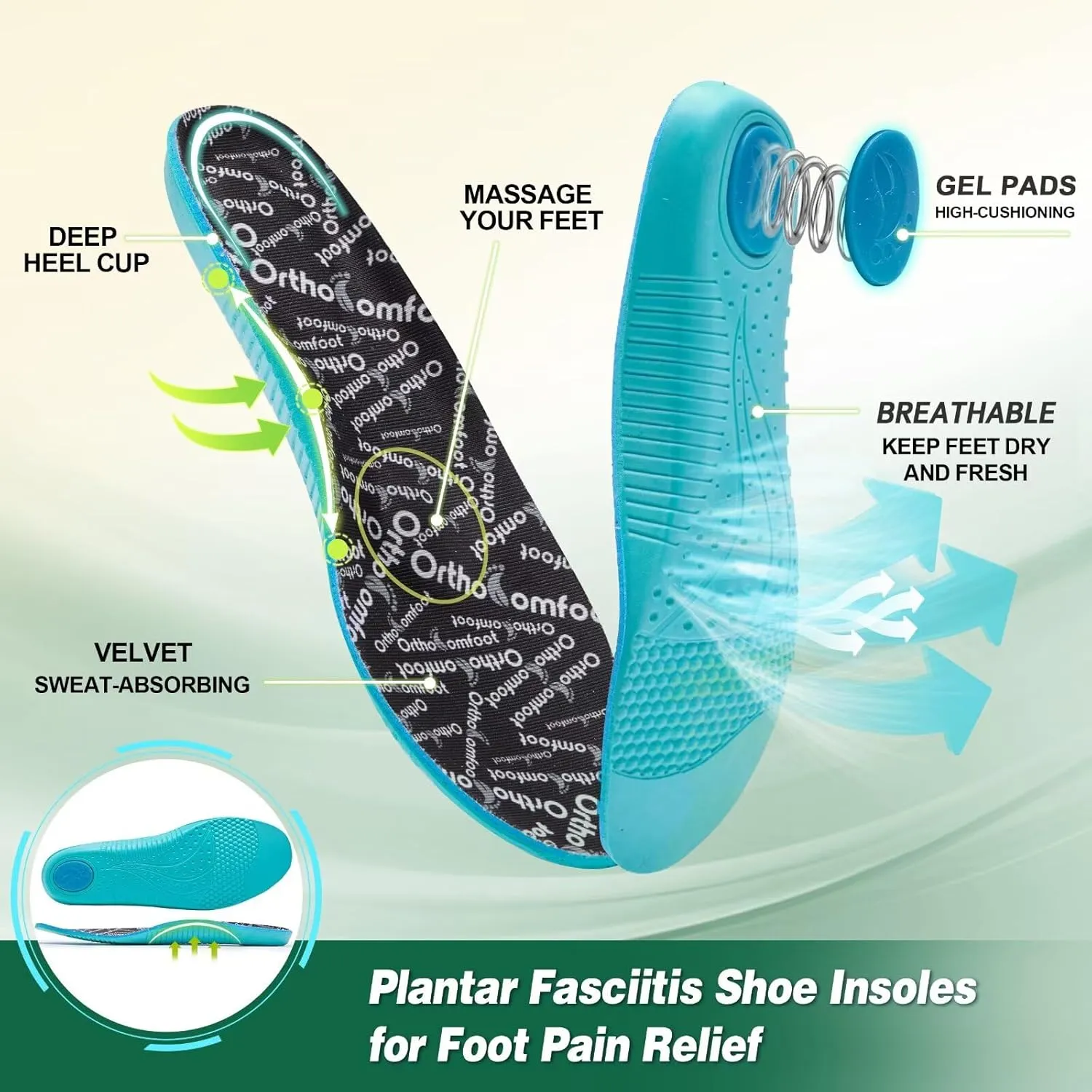 Men's Orthopedic Road Running Sneakers: Comfortable Casual Arch Supports Plantar Fasciitis Orthotic Sports Athletic Shoes, Flat Feet High Arch Tennis Work Walking Shoes for Foot Heel and Pain Relief