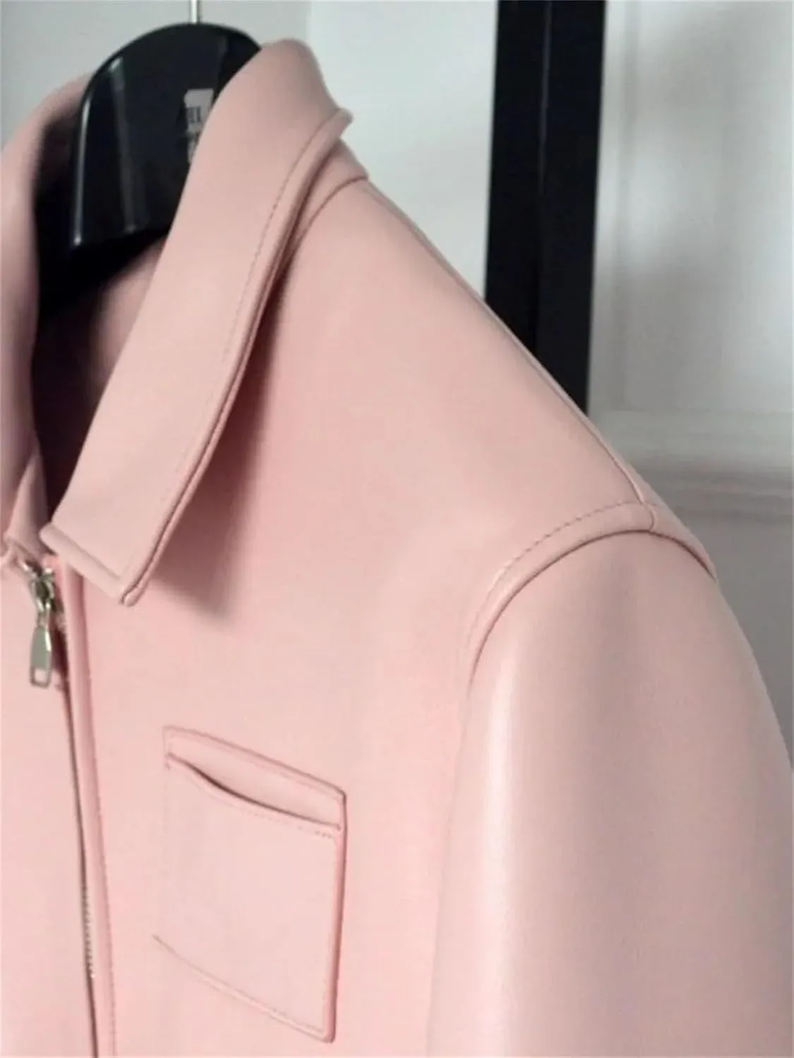 Men’s Sheepskin Leather Jacket Midweight Spring Slim Fit Casual Coat