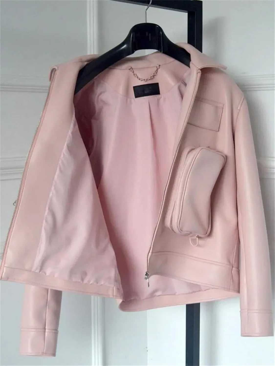 Men’s Sheepskin Leather Jacket Midweight Spring Slim Fit Casual Coat