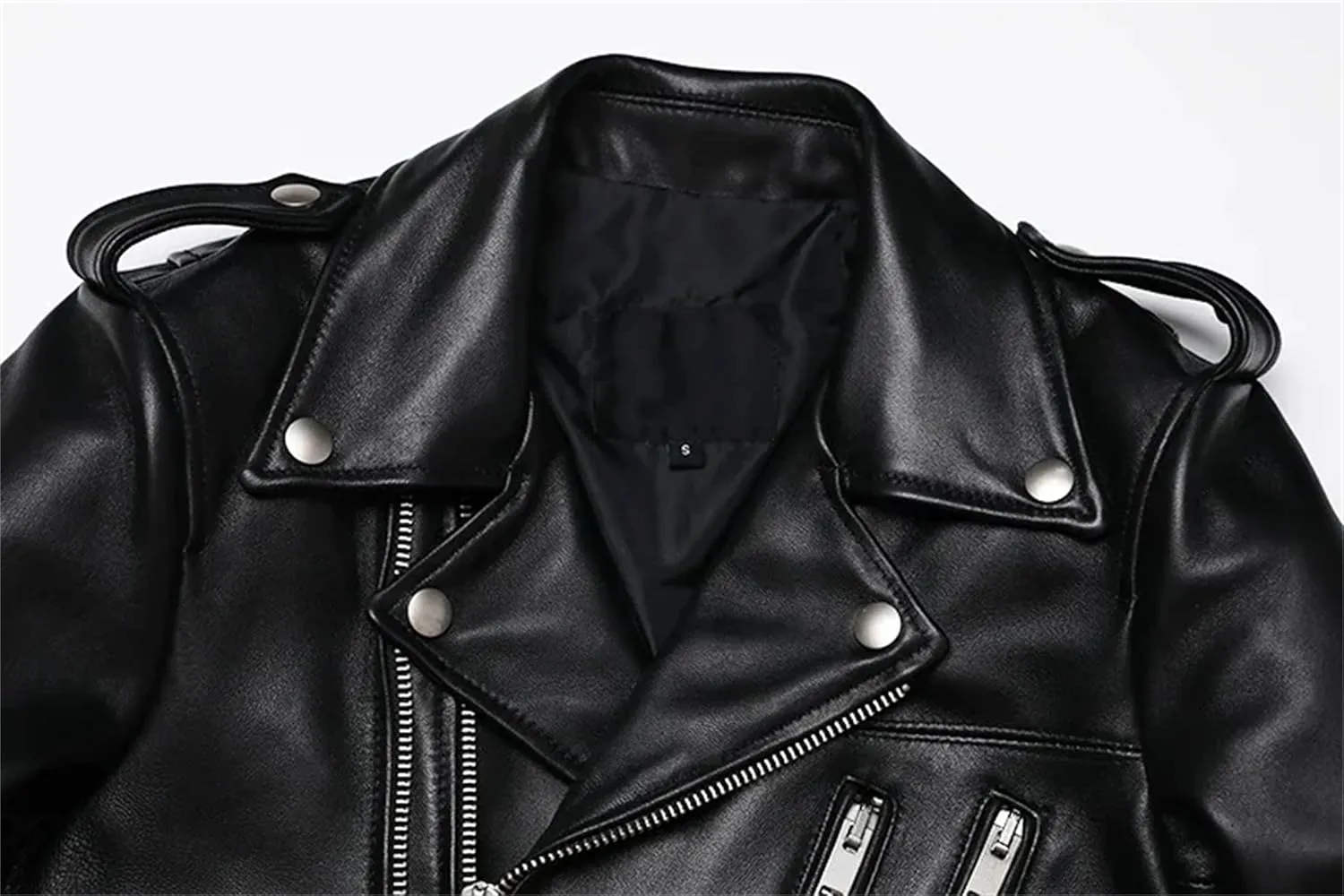 Men’s Slim Fit Motorcycle Leather Jacket Cool Weather Layered Riding Coat