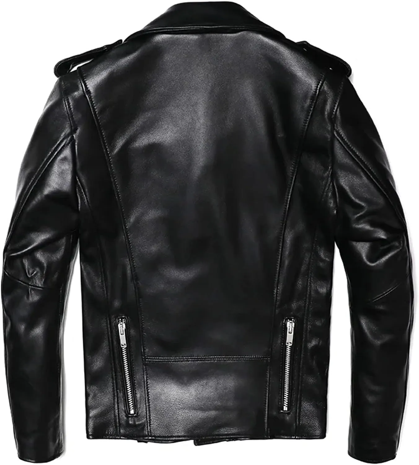 Men’s Slim Fit Motorcycle Leather Jacket Cool Weather Layered Riding Coat
