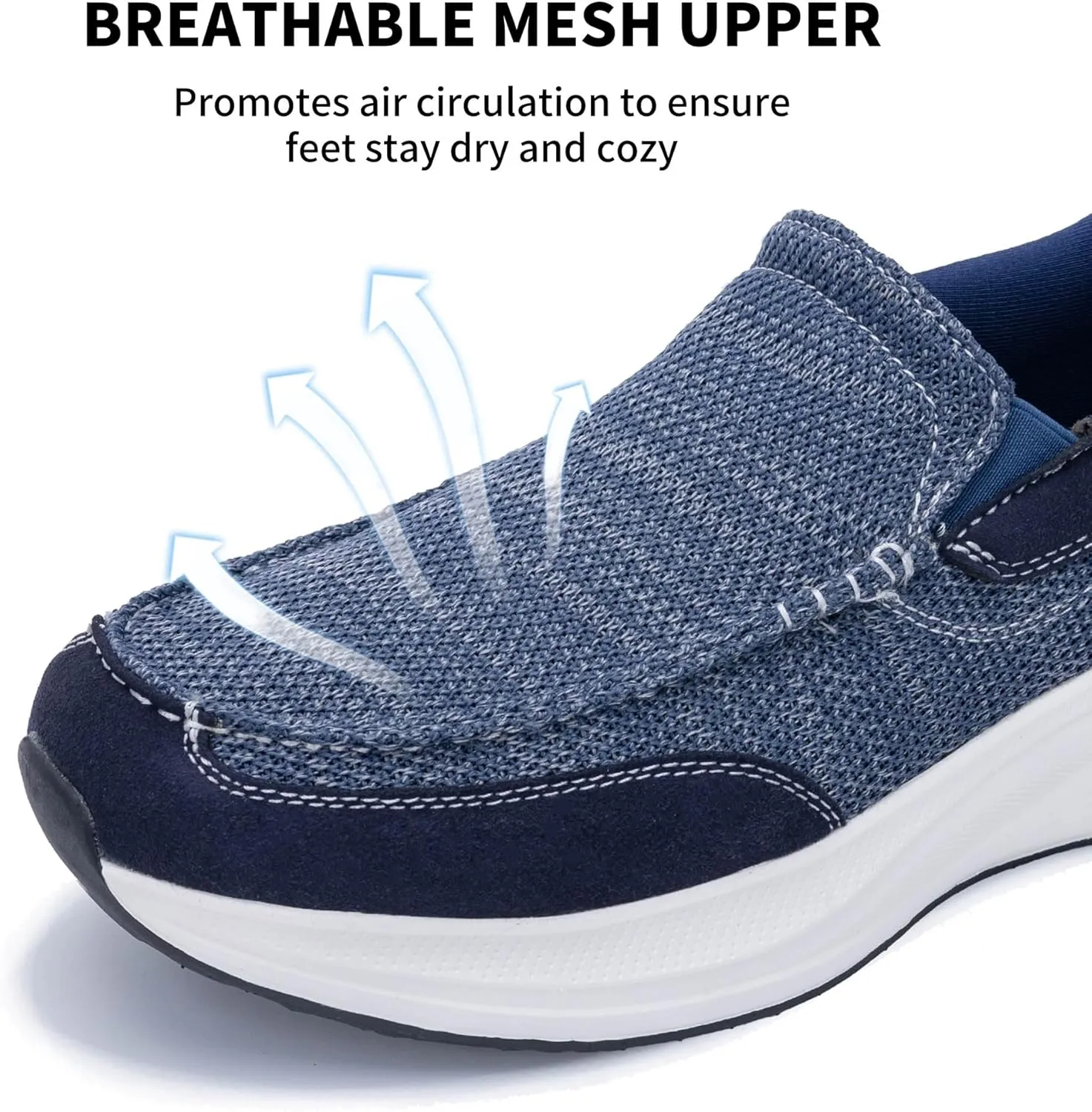 Men's Slip On Loafers | Causal Walking Shoes with Arch Support | Comfortable Lightweight Loafers for Plantar Fasciitis US 7-13