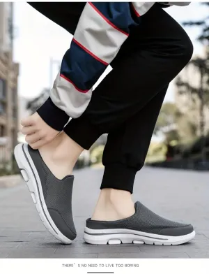 Men's Slip-on Mules Half Sneakers, Casual Walking Shoes Outdoor, Backless Sneakers, Open Back Shoes