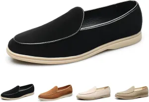 Men's Suede Leather Slip On Penny Loafers Fashion Casual Smoking Driving Moccasins Dress Shoes British Retro Tuxedo Formal Shoes for Prom Wedding Business