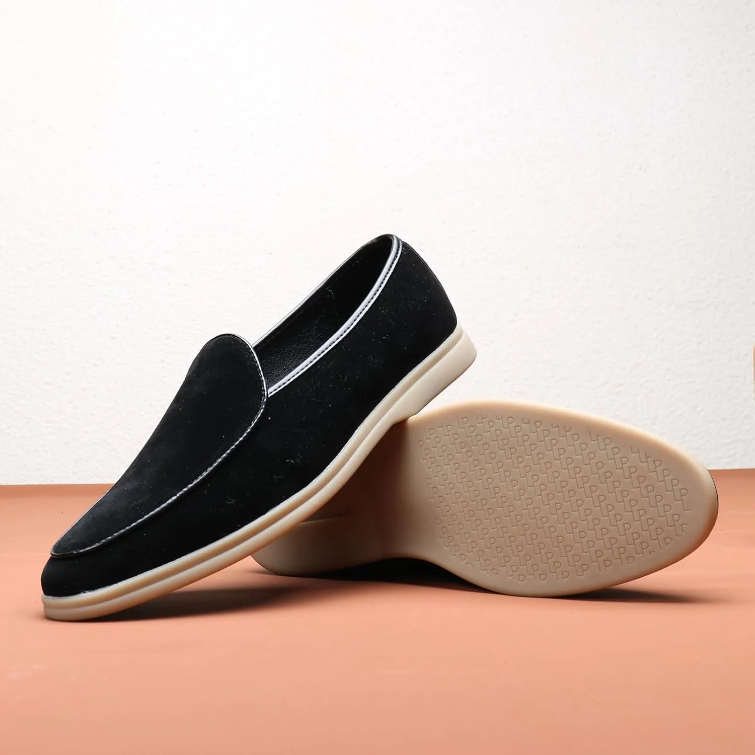 Men's Suede Leather Slip On Penny Loafers Fashion Casual Smoking Driving Moccasins Dress Shoes British Retro Tuxedo Formal Shoes for Prom Wedding Business